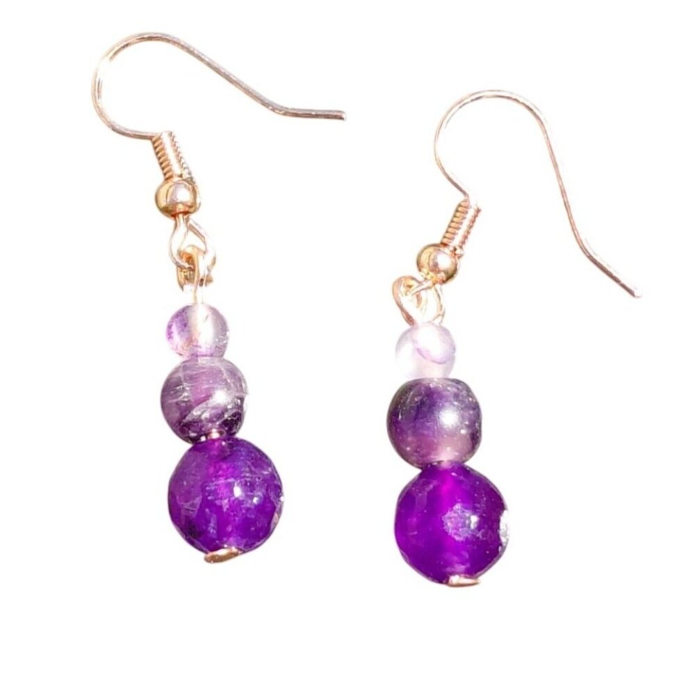 Dyed agate purple earrings on copper earwires